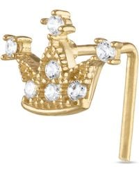 Zahav Jewelry - 10K Solid 24G Crown Cz L Shape Nose Stud - Lyst