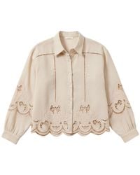 LAtelier London - Neutrals Laser-Cut Embroidered Cotton Shirt - Lyst