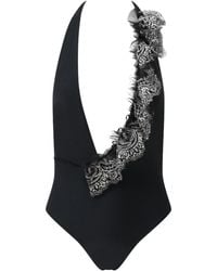 Belle -et-BonBon - New Aprés Sun Collection Halterneck Swimsuit With Detachable Polka Dot Ruffle And Sequin Lace Ruffle - Lyst