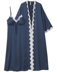 Luna Luz - Clara Silk-Satin Slip & Robe Set - Lyst