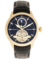 Heritor - Gregory Semi-skeleton Leather-band Watch With Moon Phase - Lyst