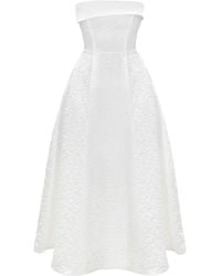 POST MERIDIEM - Jacquard Midi Dress With Satin Turn-Up - Lyst