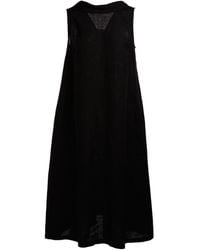 Haris Cotton - Midi Back Tie Linen Dress - Lyst