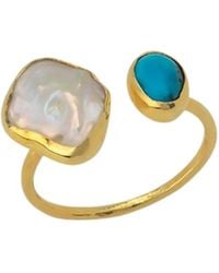Spero London - Double Natural Gemstone Adjustable Sterling Ring - Lyst