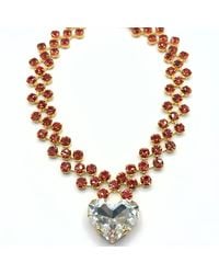 Achala Handcrafted - Grande Cuore Peach Crystal Beaded Necklace - Lyst