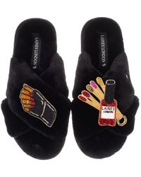 Laines London - Classic Laines Slippers With Cocoa Nail Tech Brooches - Lyst