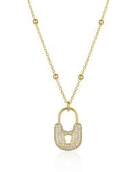 Spero London - Lock Pendant Necklace With Beaded Chain Sterling - Lyst