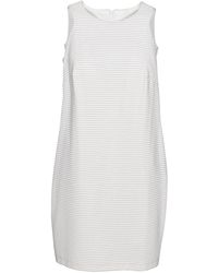 Conquista - Neutrals Textured Striped Sleeveless Sack Dress - Lyst