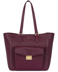 Luis Steven - Classic Tote With Pocket- Burgundy Pebble Leather - Lyst