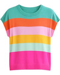 Yumi' - Multicolour Block Stripe Relaxed Knitted Top - Lyst