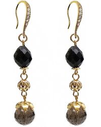 Farra - Obsidian With Smoky Quartz Dangle Earrings - Lyst