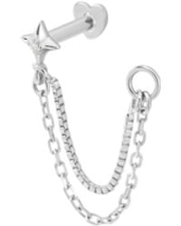 Vanhi - 14K Solid Lab-Grown Diamond Double Chain Flat Back Stud - Lyst