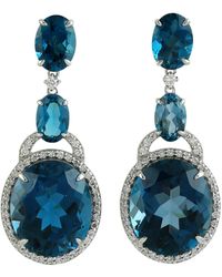 Artisan - London Topaz & Diamond Drop Earrings - Lyst