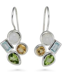 Isla Silver - Moonstone, Peridot, Citrine & Topaz Earrings - Lyst