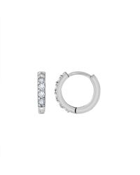 Diamonbliss - Pave Hoop Earrings, Thirdteen Millimeter, Platinum - Lyst
