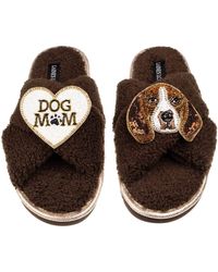 Laines London - Neutrals Laines Neutral Boucle Slippers With Ziggy The Beagle & Dog Mum Mom Brooches - Lyst