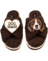 Laines London - Neutrals Laines Neutral Boucle Slippers With Ziggy The Beagle & Dog Mum Mom Brooches - Lyst