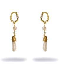 Ebru Jewelry - Diamond Stud Pearl Drop Statement Earrings - Lyst