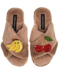 Laines London - Classic Slippers With Laines Lovables Banana & Cherry Brooches - Lyst