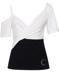Conquista - Asymmetric Wrap Top With Contrast Panel - Lyst