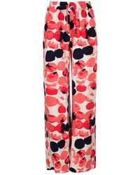 Conquista - Apricot Print Linen Style Wide Leg Pants - Lyst