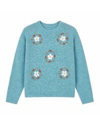 Yumi' - Patch Floral Embroidered Relaxed Jumper - Lyst