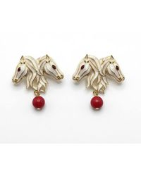 Silver & Elegant Co. - Royal Tassel Horse Head Thick Plated Bronze Earrings - Lyst