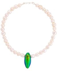 Oana Savu - Beetle Real Insect And Freshwater Pearls Choker - Lyst