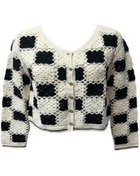 Saachi - Checkered Crochet Cardigan - Lyst