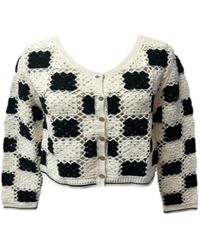 Saachi - Checkered Crochet Cardigan - Lyst