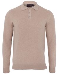 Paul James Knitwear - Neutrals / S Cotton Hall Long Sleeve Knitted Polo Shirt - Lyst