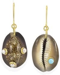 Vintouch Italy - Pearls & Dark Cowrie Shell Earrings - Lyst