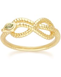 Gemondo - Ecfew Peridot Winding Snake Ring In Gold Plated Sterling Silver - Lyst