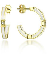 C|Nd|N by Candan Balto - Megaron & Mother Of Pearl Enamel Hoop Earrings - Lyst