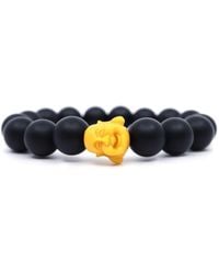 Shar Oke - Yellow Happy Buddha & Matte Onyx Beaded Bracelet - Lyst
