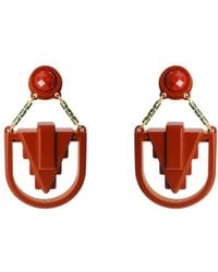 Gissa Bicalho - Handmade Acrylic Earring Arrow Deco Cinnamon - Lyst