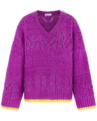Cara & The Sky - Zoe Pointelle V Neck Wide Sleeve Jumper - Lyst