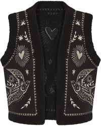 Nooki Design - Free Bird Embroidered Faux Shearling Gilet - Lyst