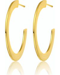 Genevive Jewelry - Rachel Glauber Plated Large Open Hoop Earrings - Lyst