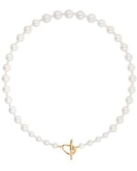 Cote Cache - Coral Clasp Classic Pearl Necklace - Lyst