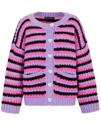 Cara & The Sky - Bernice Stripe Cross Stitch Cardigan - Lyst