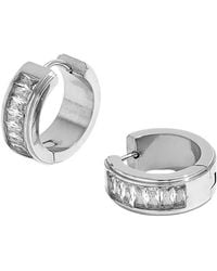 Mickey's Girl - Mini Sparkling Baguette Hoops - Lyst