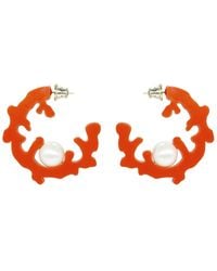 Gissa Bicalho - Handmade Hoop Coral And Pearl L - Lyst