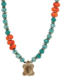 Ebru Jewelry - Turtle Blessing Crystal & Coral Beaded Necklace - Lyst
