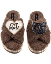 Laines London - Neutrals Boucle Slippers With Cat Mum/Mom & British Shorthair Brooches - Lyst