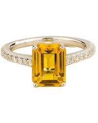 Juvetti - Soli Sapphire Emerald-Cut Pavé Ring - Lyst