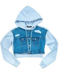 Circular Path - Crop Denim Hoodie - Lyst