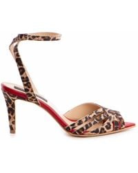 The 5Th Element - Amina Leopard & Leather Heel Sandals - Lyst