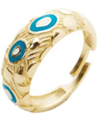 Spero London - Natural Textured Sterling Evil Eye Ring - Lyst
