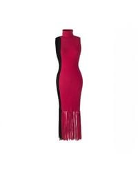 Solgo Atelier - Elleann Turtle Neck Color Blocking Cashmere Dress - Lyst